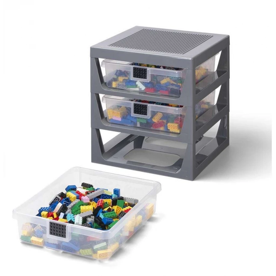 LEGO® STORAGE organizér se třemi zásuvkami šedý