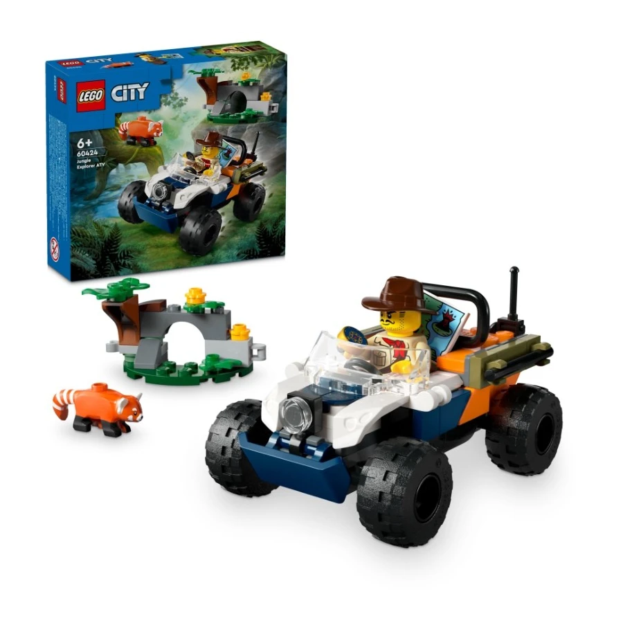 LEGO® 60424 CITY Čtyřkolka na průzkum džungle – mise panda červená