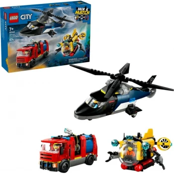 LEGO® 60462 CITY Remix: Helikoptéra, hasičský vůz a ponorka