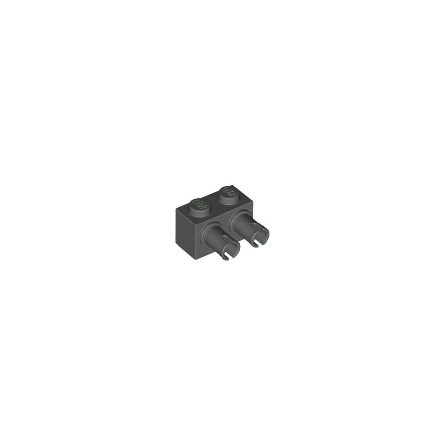 LEGO® DÍLY kostka 1x2 s horiz. výstupkem dvojitým, tmavě šedá (30526)