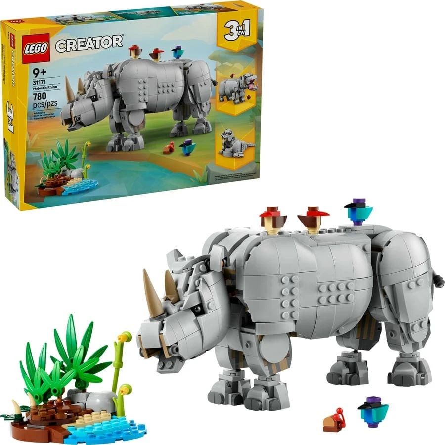LEGO® 31171 CREATOR Divoká zvířata: Majestátní nosorožec s ptáčky