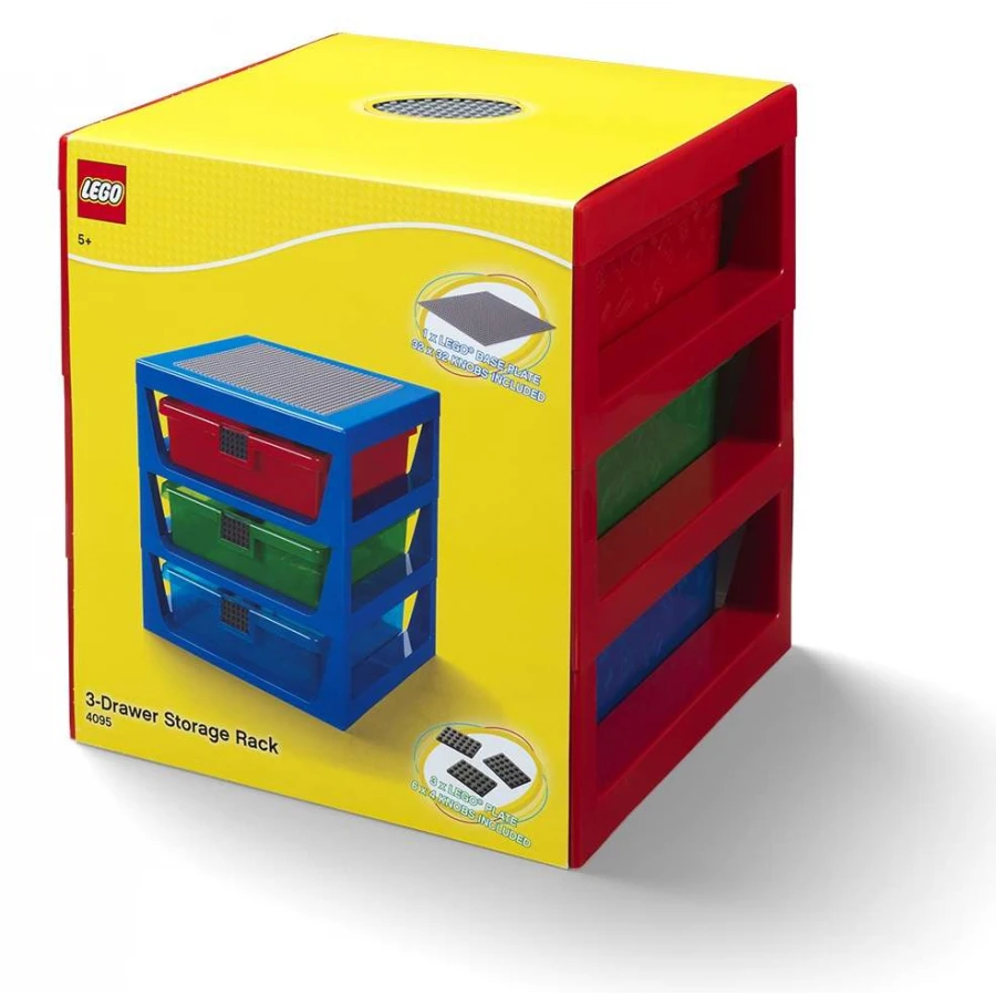 LEGO® STORAGE organizér se třemi zásuvkami červený