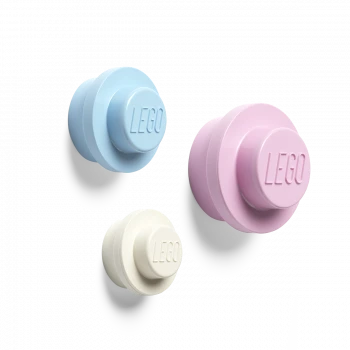 LEGO® 4016 ICONIC Věšák na zeď, 3 ks - bílá, světle modrá, růžová